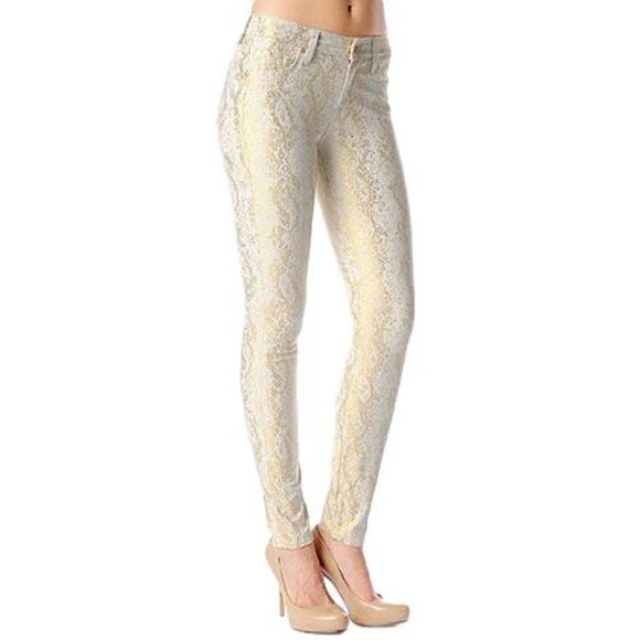 cream snake print jeans